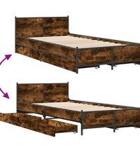 Bettgestell mit Schubladen Räuchereiche 75x190 cm Holzwerkstoff