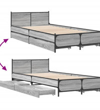 Bettgestell mit Schubladen Grau Sonoma 75x190 cm Holzwerkstoff