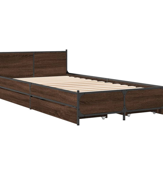 Bettgestell mit Schubladen Braun Eichen-Optik 75x190 cm
