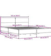 Bettgestell Räuchereiche 120x200 cm Holzwerkstoff und Metall