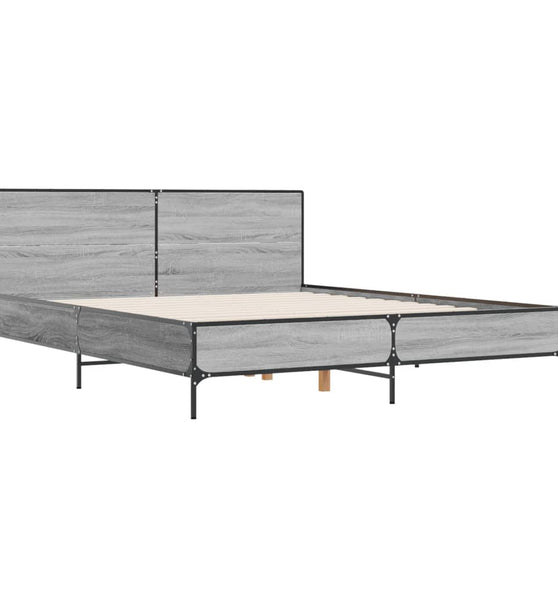 Bettgestell Grau Sonoma 120x200 cm Holzwerkstoff und Metall
