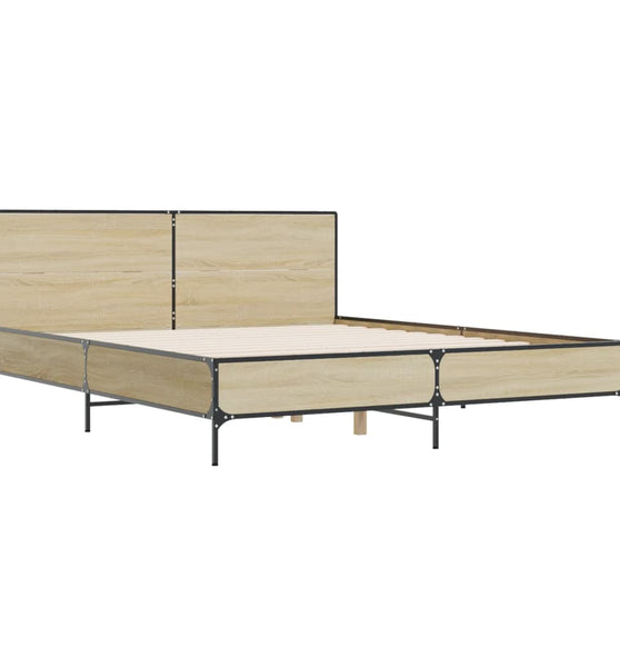 Bettgestell Sonoma-Eiche 140x200 cm Holzwerkstoff und Metall