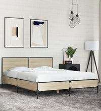 Bettgestell Sonoma-Eiche 140x200 cm Holzwerkstoff und Metall