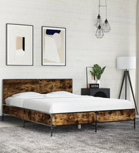 Bettgestell Räuchereiche 140x200 cm Holzwerkstoff und Metall