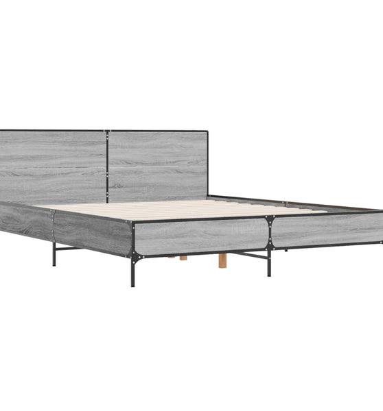 Bettgestell Grau Sonoma 140x200 cm Holzwerkstoff und Metall