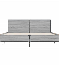 Bettgestell Grau Sonoma 140x200 cm Holzwerkstoff und Metall