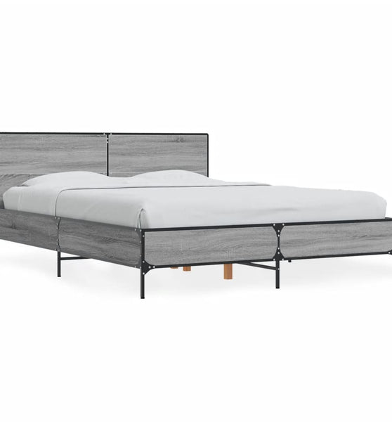 Bettgestell Grau Sonoma 140x200 cm Holzwerkstoff und Metall