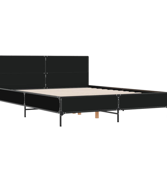 Bettgestell Schwarz 150x200 cm Holzwerkstoff und Metall