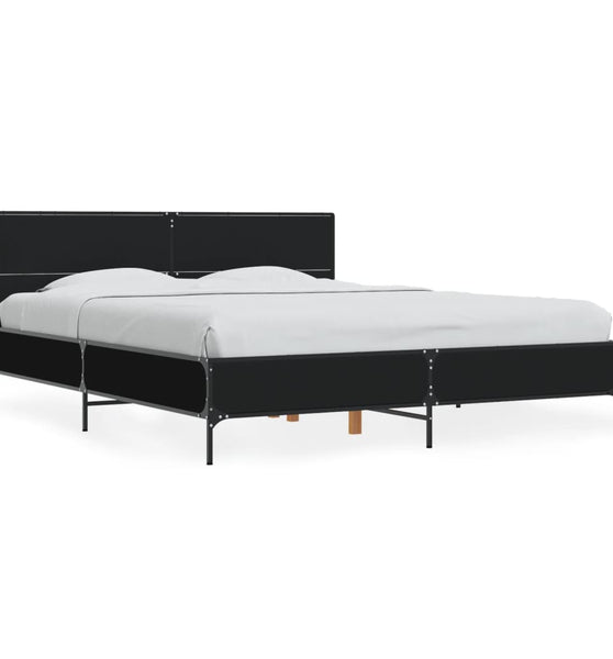 Bettgestell Schwarz 150x200 cm Holzwerkstoff und Metall
