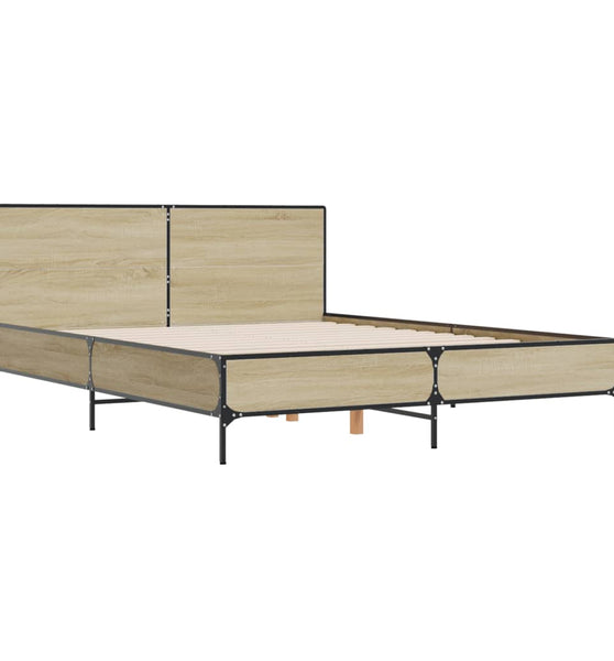 Bettgestell Sonoma-Eiche 150x200 cm Holzwerkstoff und Metall