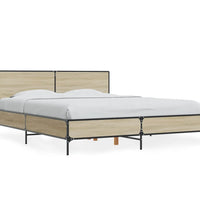 Bettgestell Sonoma-Eiche 150x200 cm Holzwerkstoff und Metall