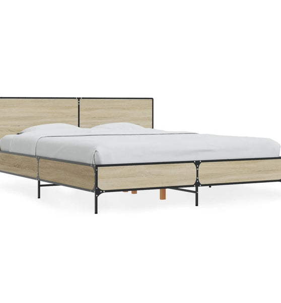 Bettgestell Sonoma-Eiche 150x200 cm Holzwerkstoff und Metall