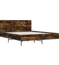 Bettgestell Räuchereiche 150x200 cm Holzwerkstoff und Metall