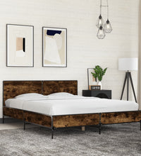 Bettgestell Räuchereiche 150x200 cm Holzwerkstoff und Metall