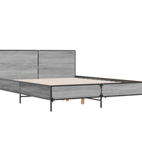 Bettgestell Grau Sonoma 150x200 cm Holzwerkstoff und Metall