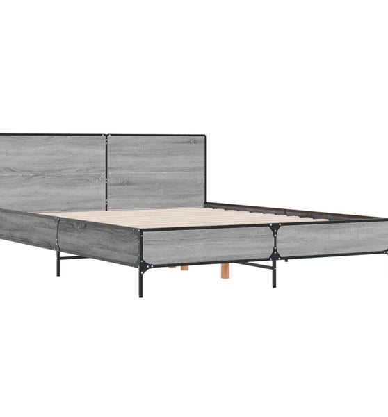 Bettgestell Grau Sonoma 150x200 cm Holzwerkstoff und Metall