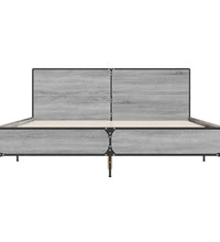 Bettgestell Grau Sonoma 150x200 cm Holzwerkstoff und Metall