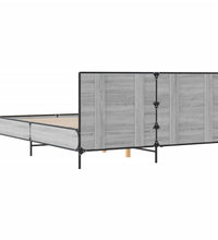 Bettgestell Grau Sonoma 150x200 cm Holzwerkstoff und Metall