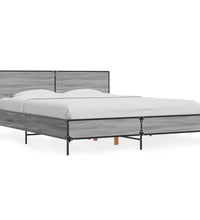 Bettgestell Grau Sonoma 150x200 cm Holzwerkstoff und Metall
