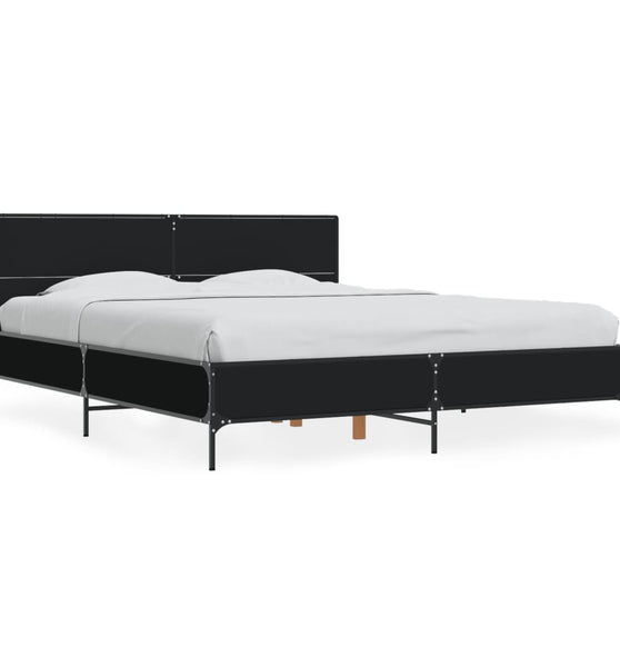 Bettgestell Schwarz 160x200 cm Holzwerkstoff und Metall