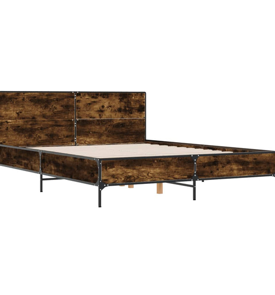 Bettgestell Räuchereiche 160x200 cm Holzwerkstoff und Metall