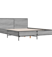 Bettgestell Grau Sonoma 160x200 cm Holzwerkstoff und Metall