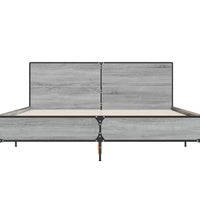 Bettgestell Grau Sonoma 160x200 cm Holzwerkstoff und Metall