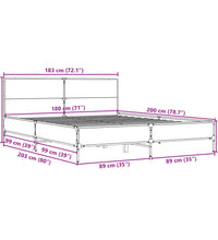 Bettgestell Schwarz 180x200 cm Holzwerkstoff und Metall