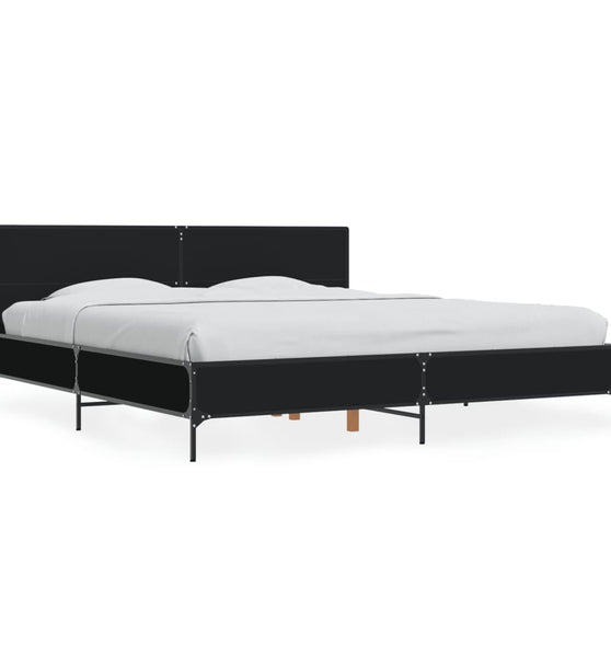 Bettgestell Schwarz 180x200 cm Holzwerkstoff und Metall