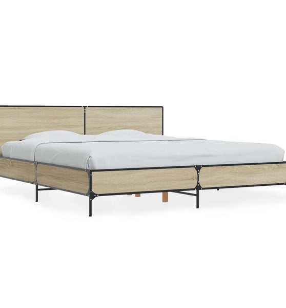 Bettgestell Sonoma-Eiche 180x200 cm Holzwerkstoff und Metall