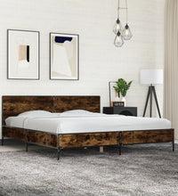 Bettgestell Räuchereiche 180x200 cm Holzwerkstoff und Metall