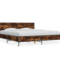 Bettgestell Räuchereiche 180x200 cm Holzwerkstoff und Metall