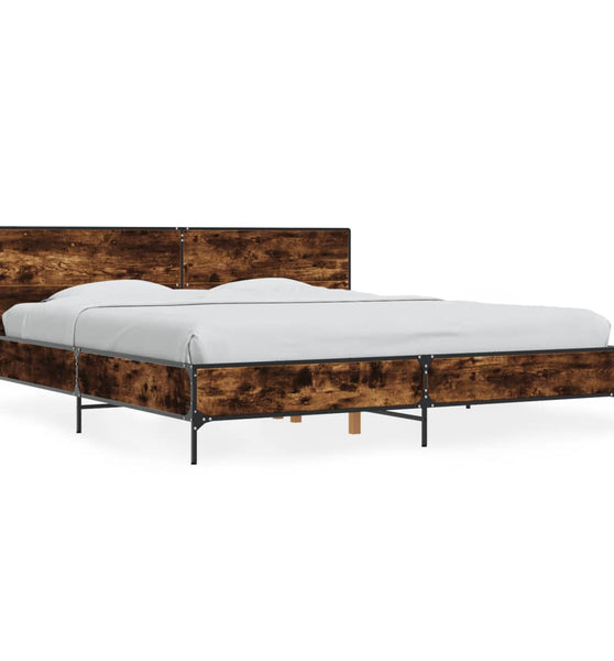 Bettgestell Räuchereiche 180x200 cm Holzwerkstoff und Metall