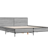Bettgestell Grau Sonoma 180x200 cm Holzwerkstoff und Metall