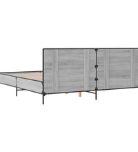 Bettgestell Grau Sonoma 180x200 cm Holzwerkstoff und Metall