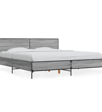 Bettgestell Grau Sonoma 180x200 cm Holzwerkstoff und Metall