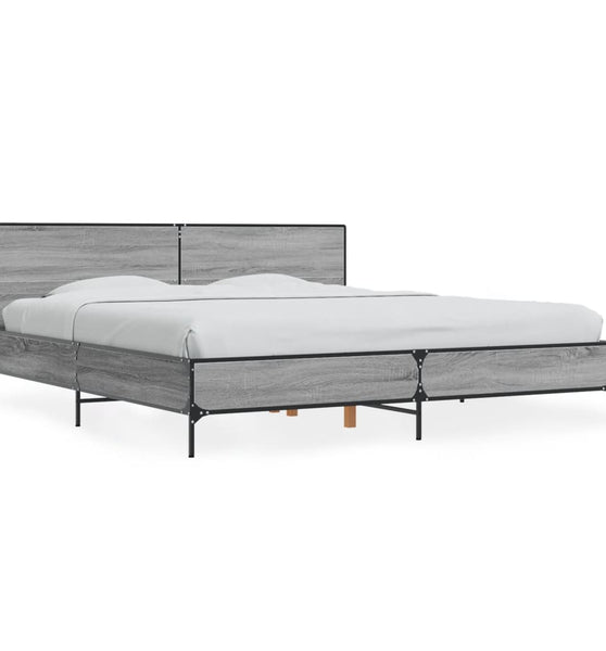 Bettgestell Grau Sonoma 180x200 cm Holzwerkstoff und Metall