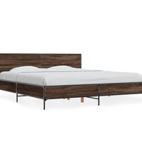 Bettgestell Braun Eichen-Optik 180x200 cm Holzwerkstoff Metall