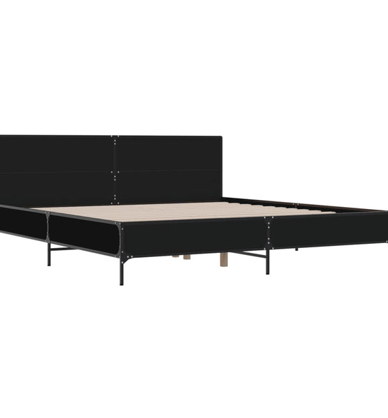Bettgestell Schwarz 200x200 cm Holzwerkstoff und Metall