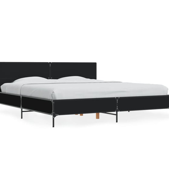 Bettgestell Schwarz 200x200 cm Holzwerkstoff und Metall