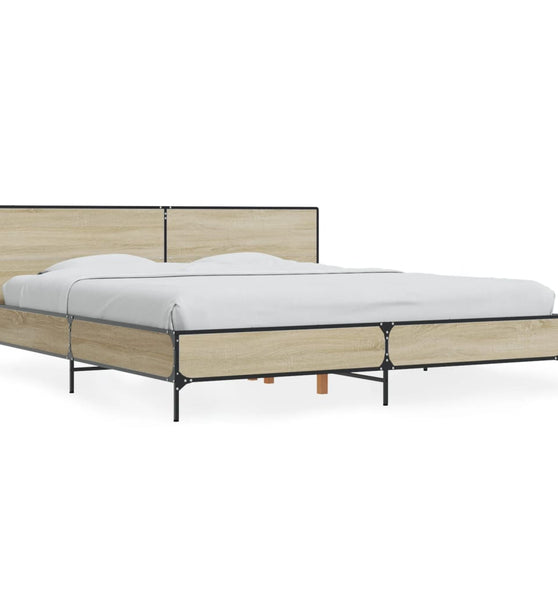 Bettgestell Sonoma-Eiche 200x200 cm Holzwerkstoff und Metall