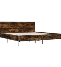 Bettgestell Räuchereiche 200x200 cm Holzwerkstoff und Metall
