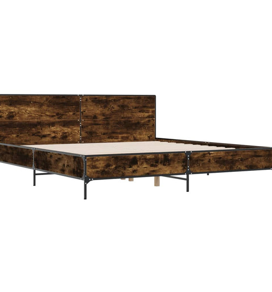 Bettgestell Räuchereiche 200x200 cm Holzwerkstoff und Metall