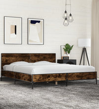 Bettgestell Räuchereiche 200x200 cm Holzwerkstoff und Metall