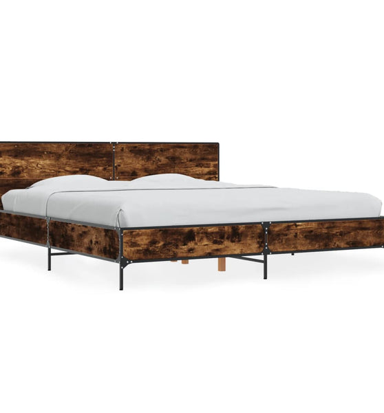 Bettgestell Räuchereiche 200x200 cm Holzwerkstoff und Metall