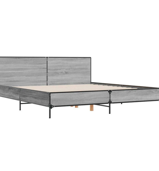 Bettgestell Grau Sonoma 200x200 cm Holzwerkstoff und Metall