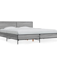 Bettgestell Grau Sonoma 200x200 cm Holzwerkstoff und Metall