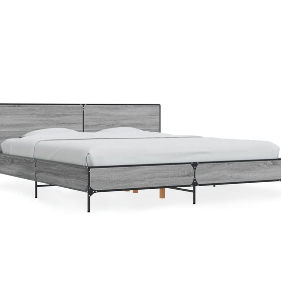 Bettgestell Grau Sonoma 200x200 cm Holzwerkstoff und Metall