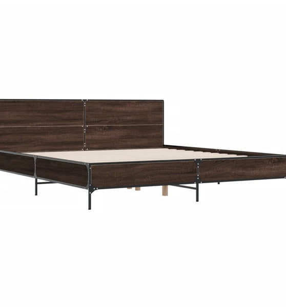 Bettgestell Braun Eichen-Optik 200x200 cm Holzwerkstoff Metall