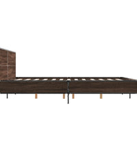 Bettgestell Braun Eichen-Optik 200x200 cm Holzwerkstoff Metall